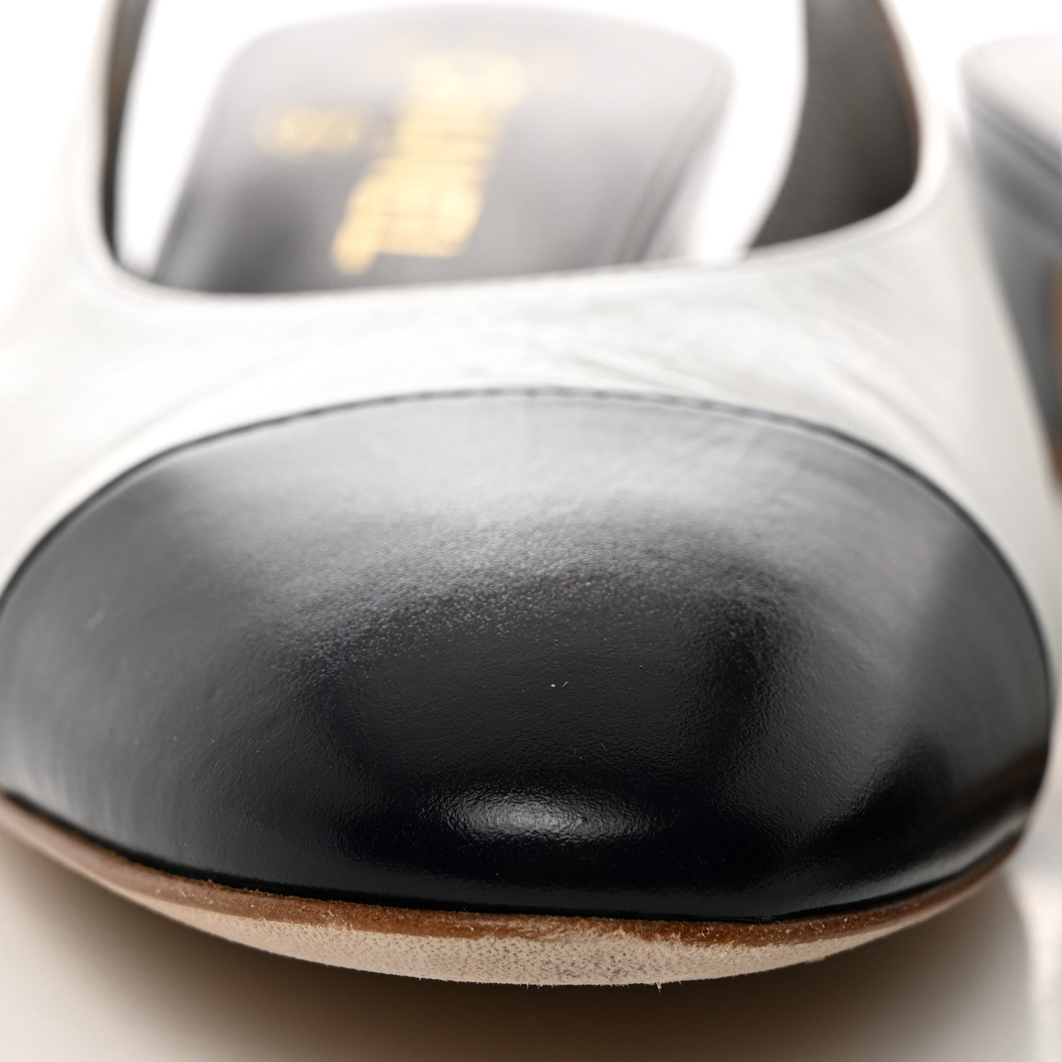 Chanel Calfskin Cap Toe CC Slingback Pumps 40 White Dark Navy 9 of 10