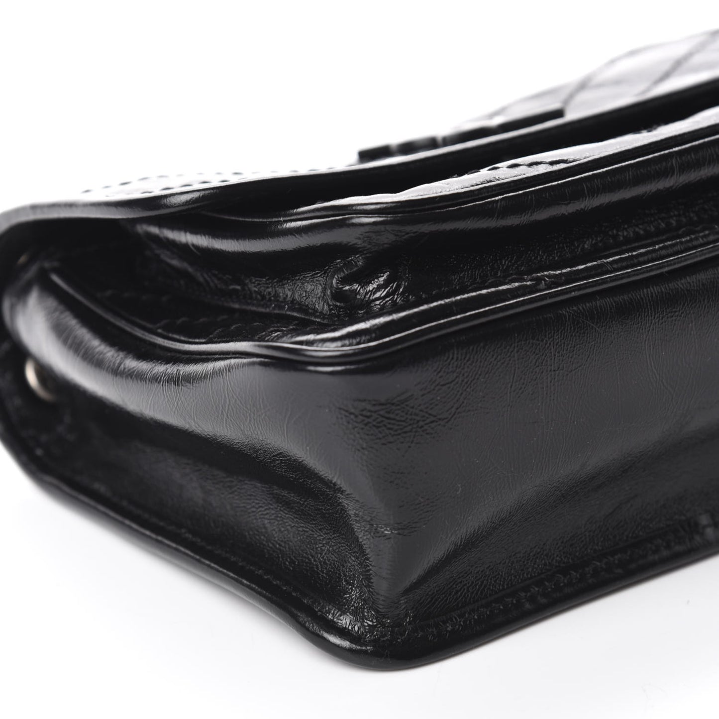 Crinkled Calfskin Matelasse Monogram Baby Niki Chain Satchel Black