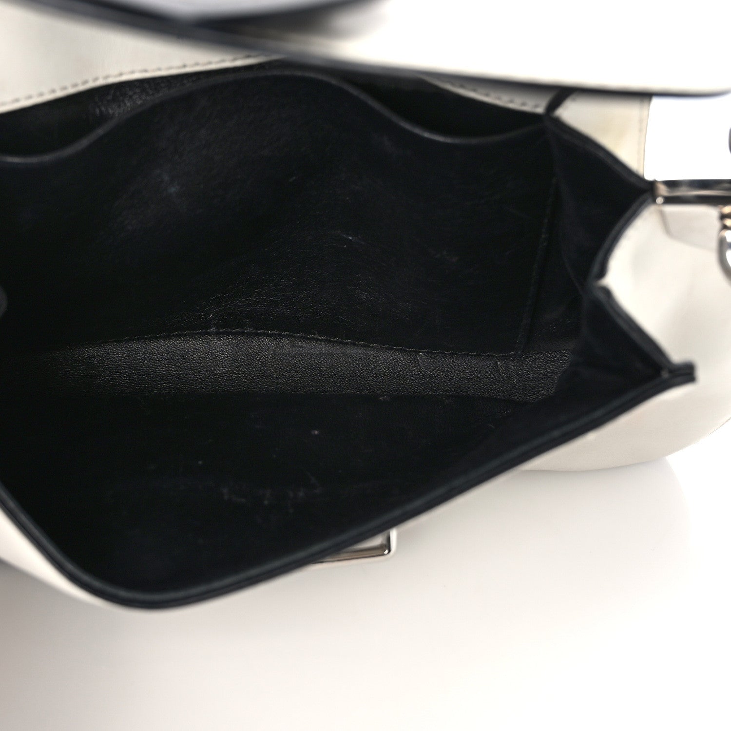 Prada City Calfskin Small Sidonie Shoulder Bag White Black 5 of 10