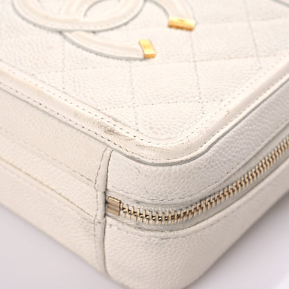 Chanel Caviar Quilted Small CC Filigree Vanity Case White 9 of 26