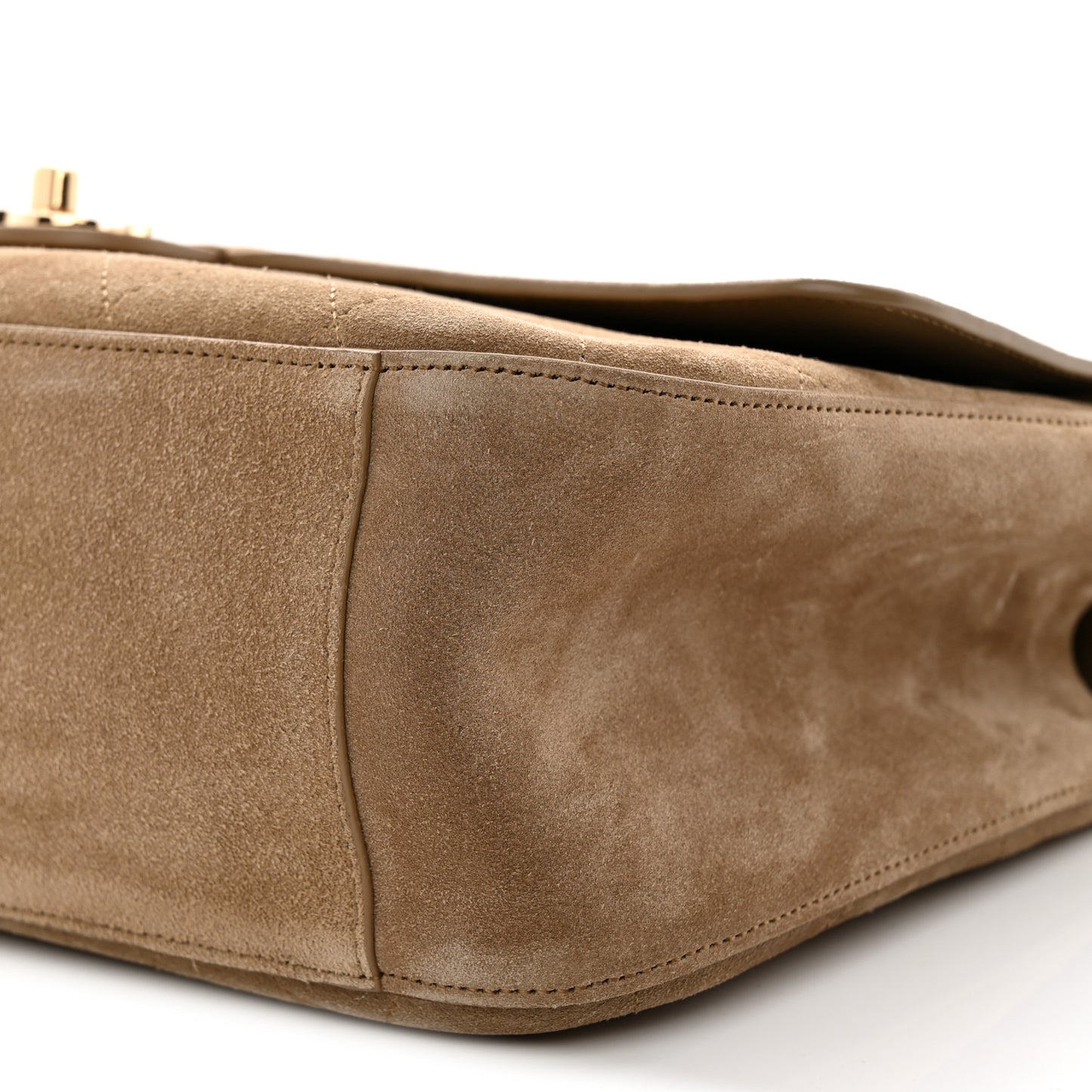 Suede Calfskin Small Souplissimo Maxi Flap Dark Beige