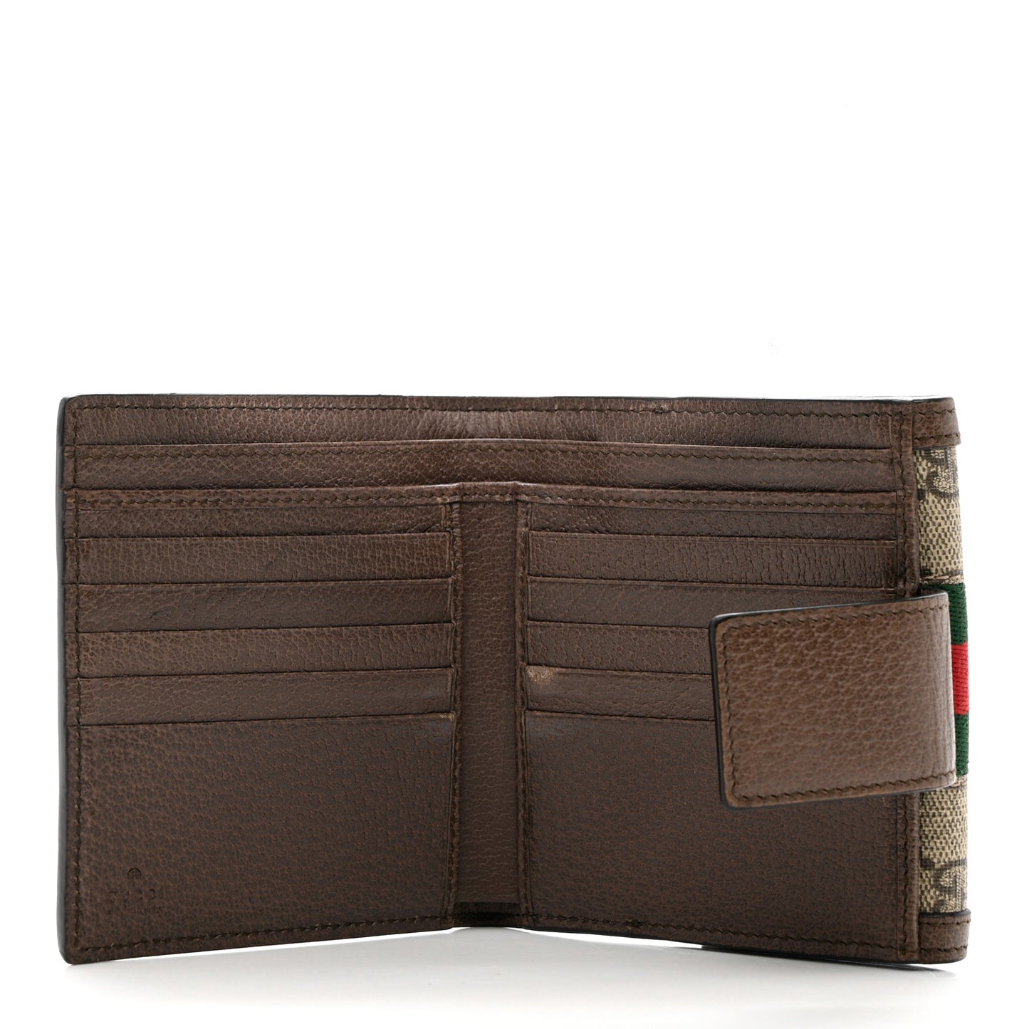 GG Supreme Monogram Web Ophidia French Flap Wallet Beige New Acero