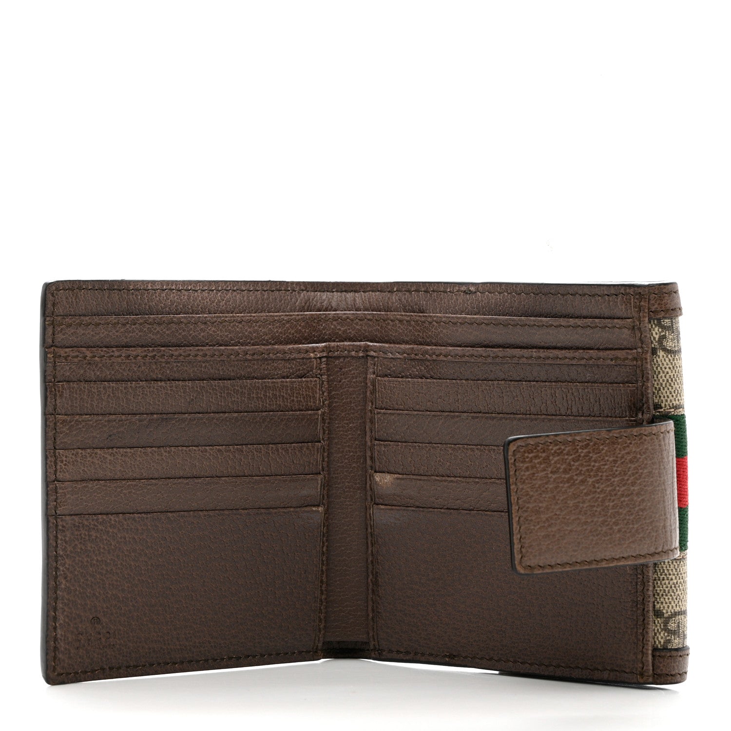 Gucci GG Supreme Monogram Web Ophidia French Flap Wallet Beige New Acero 4 of 6