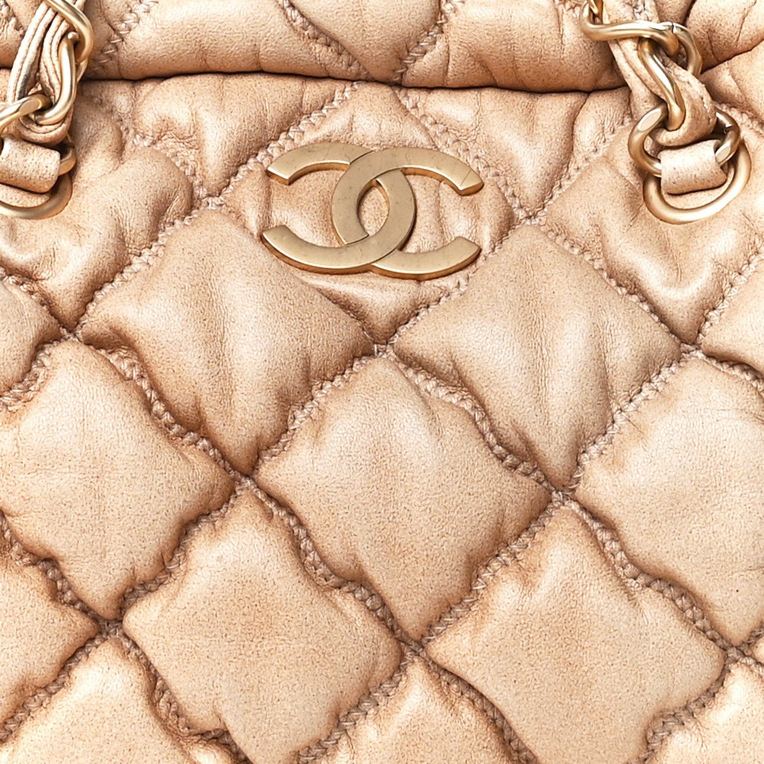Chanel Lambskin Bubble Quilt Bowler Beige 8 of 11