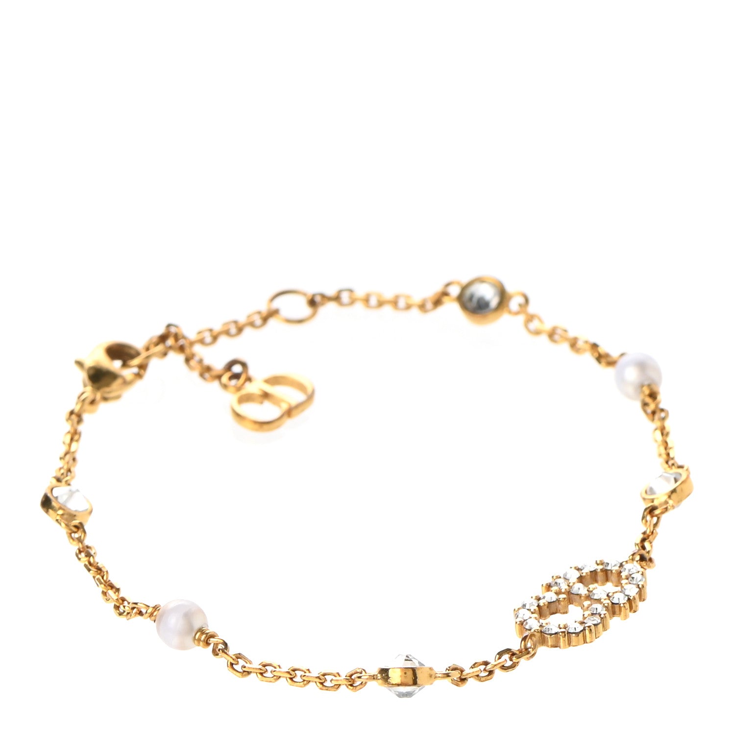 Christian Dior Crystal Pearl Clair D Lune Bracelet Gold 1 of 4