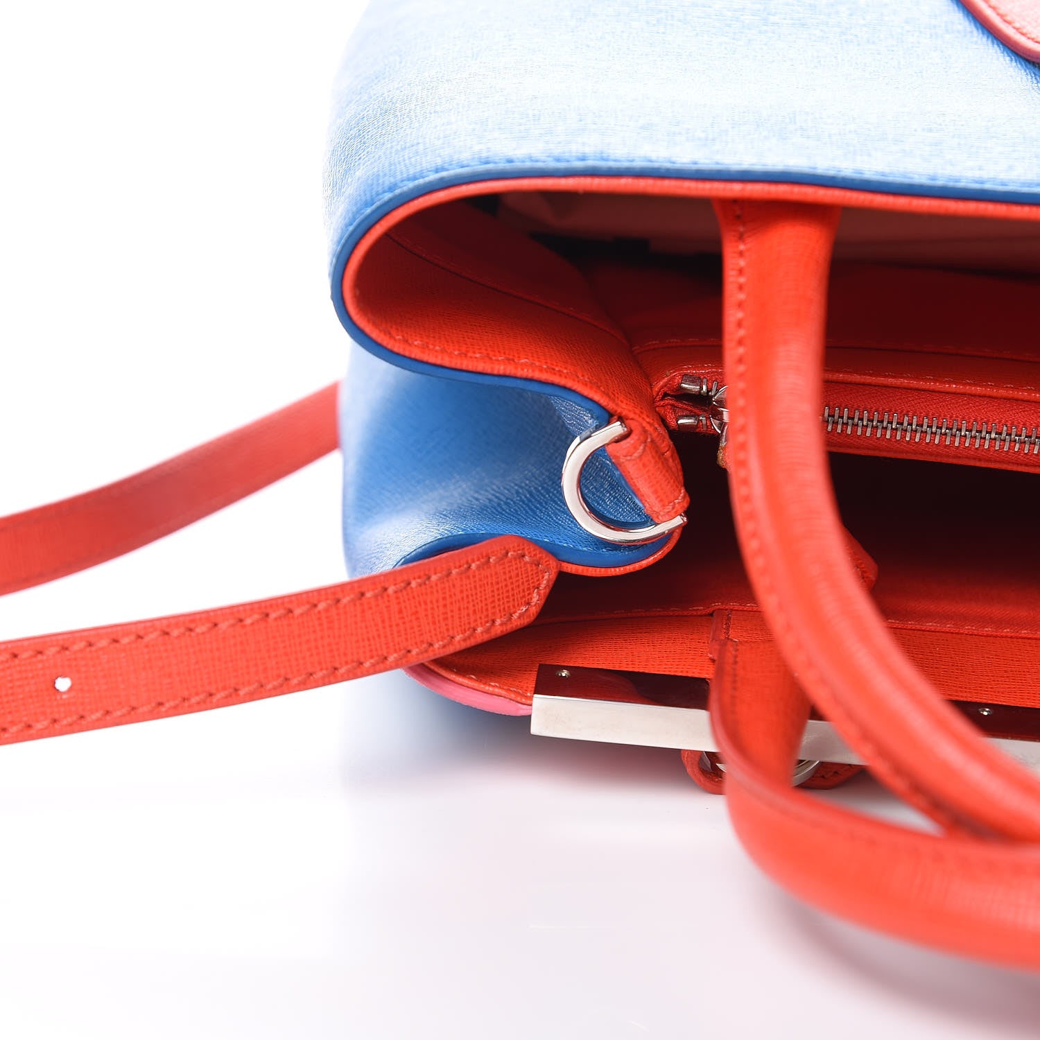 Fendi Vitello Elite Monster Petite 2Jours Tote Blue Royal Papavero Multicolor 10 of 10