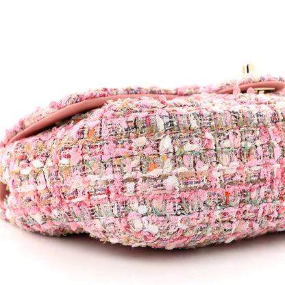 Chanel Tweed Medium Pearl Handle Flap Pink Beige Orange Ecru 9 of 10