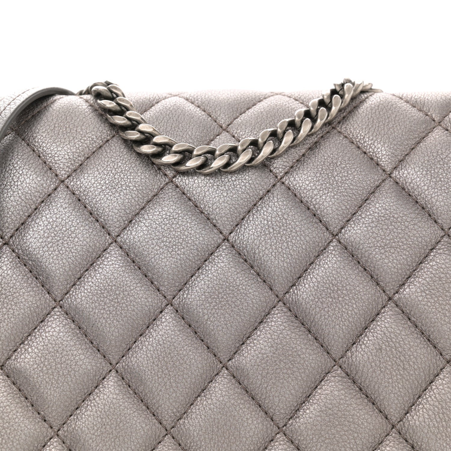 Chanel Metallic Calfskin Quilted Casual Pocket Messenger Flap Silver 8 of 11