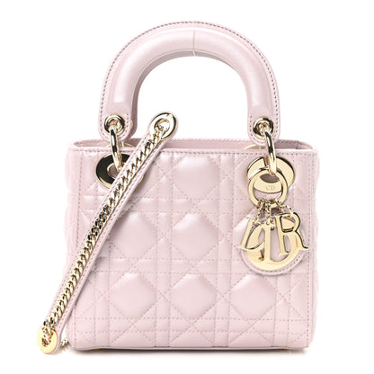 Christian Dior Metallic Lambskin Cannage Mini Lady Dior Lotus 1 of 11