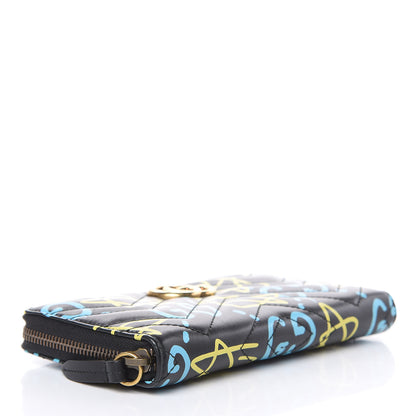 Gucci Calfskin Matelasse GucciGhost GG Marmont Zip Around Wallet Black New Acquamarine 4 of 10