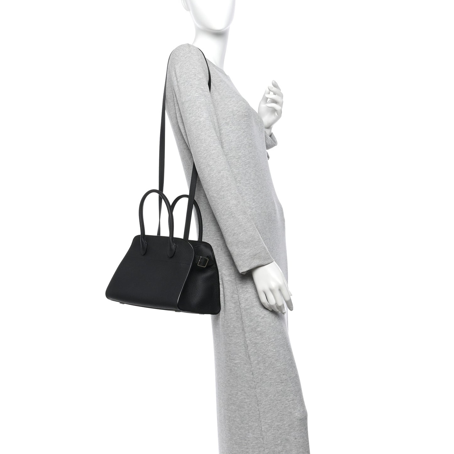 Grained Calfskin Soft Margaux 10 Bag Black