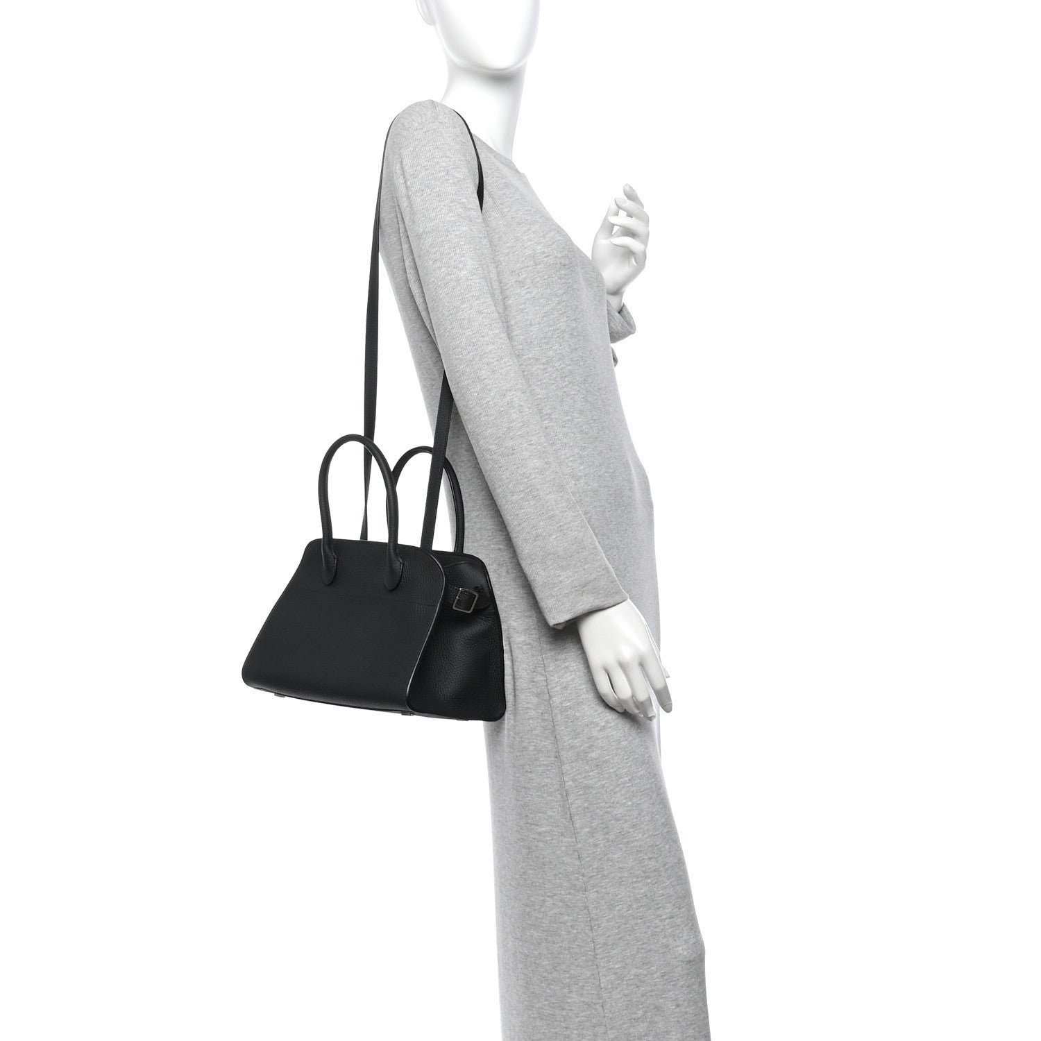The Row Grained Calfskin Soft Margaux 10 Bag Black 2 of 12