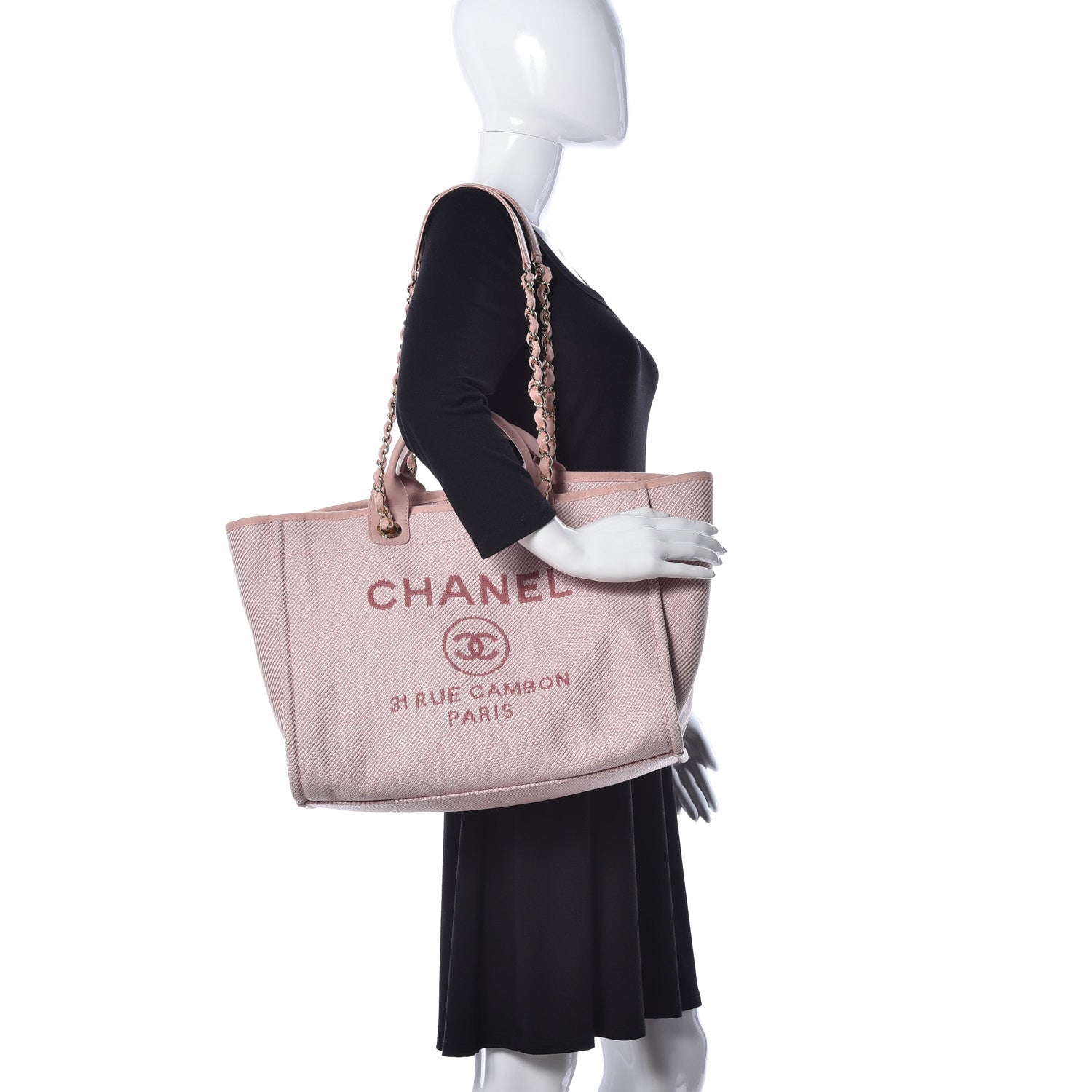 Chanel Mixed Fibers Calfskin Medium Deauville Tote Rose Pink 2 of 23