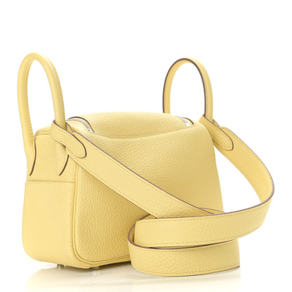 Hermes Taurillon Clemence Mini Lindy 20 Jaune Poussin 3 of 11