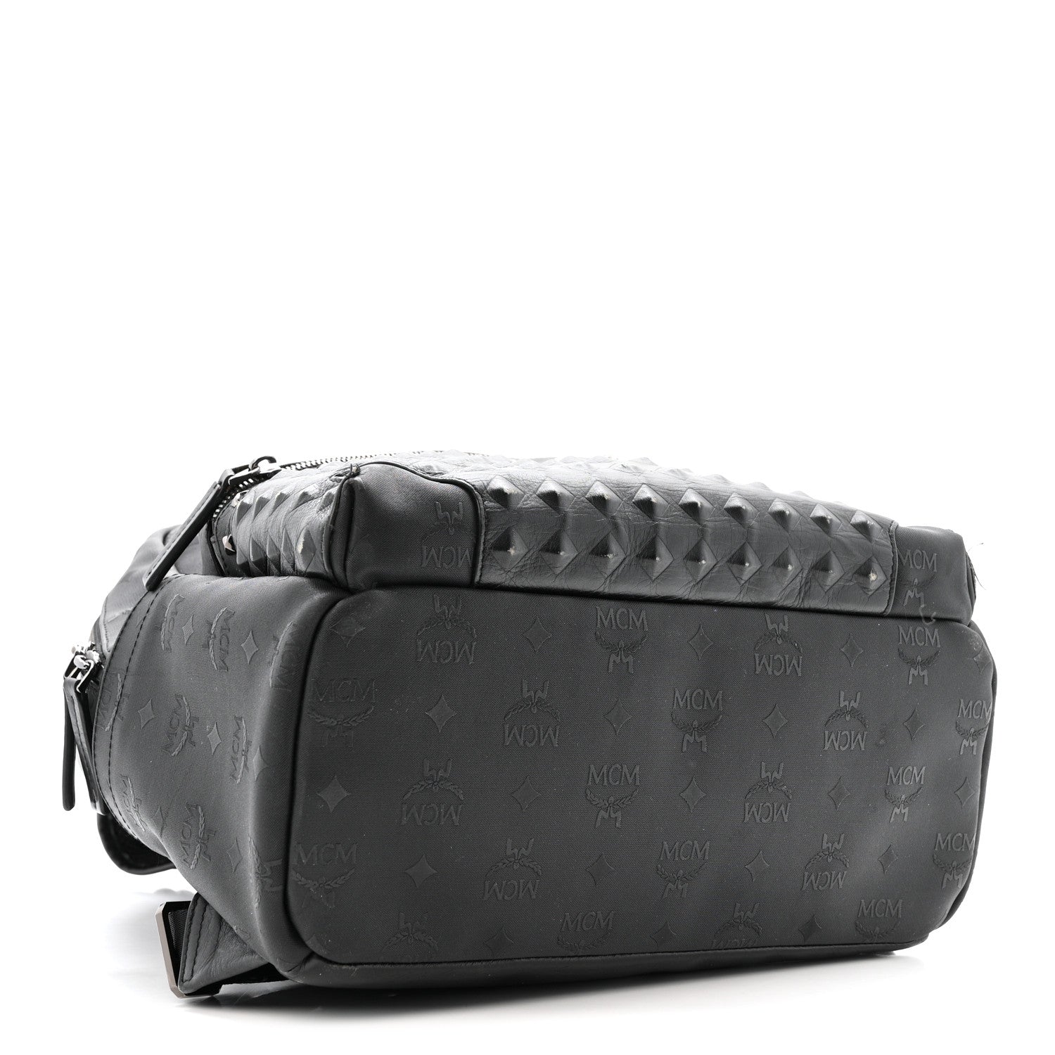MCM Nylon Monogram Studded Stark Medium Backpack Black 1823532