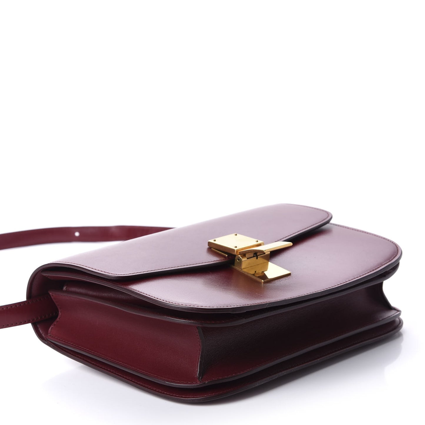 Box Calfskin Medium Classic Box Flap Bag Burgundy