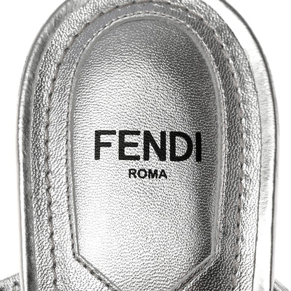 Fendi Metallic Calfskin Fendi First 95mm Slide Sandals 38 Argento 8 of 15