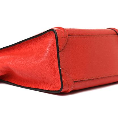 Celine Drummed Calfskin Nano Luggage Vermillion 9 of 12