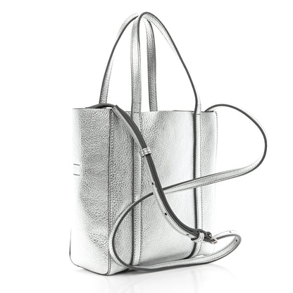 Balenciaga Metallic Goatskin Logo XXS Everyday Tote Argent Black 3 of 12