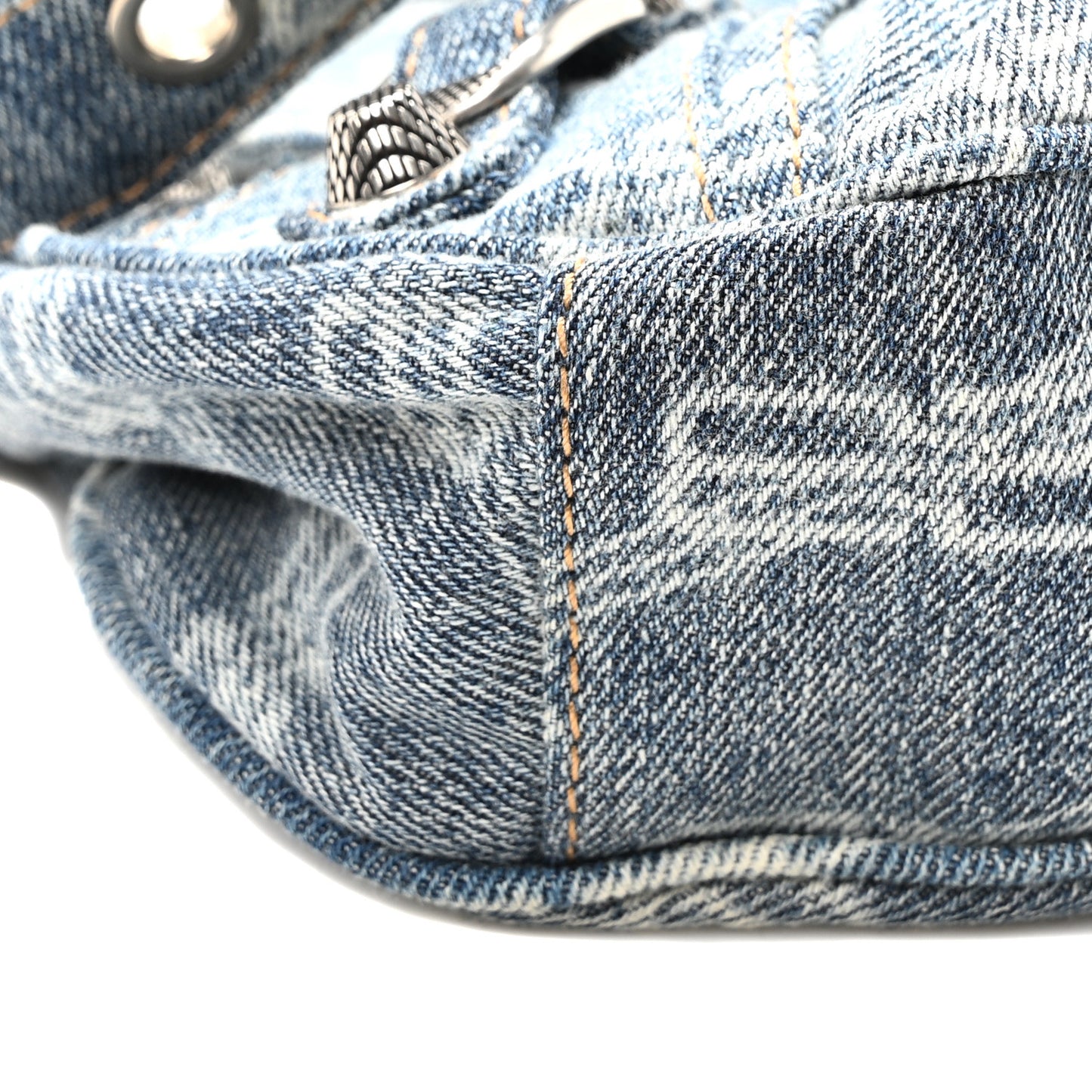 Bleached Denim BB Monogram Le Cagole Shoulder Bag XS Blue