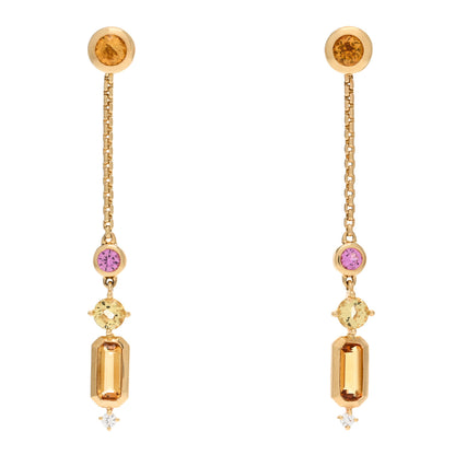 David Yurman 18K Yellow Gold Diamond Citrine Yellow Beryl Pink Sapphire Novella Drop Earrings 1 of 3