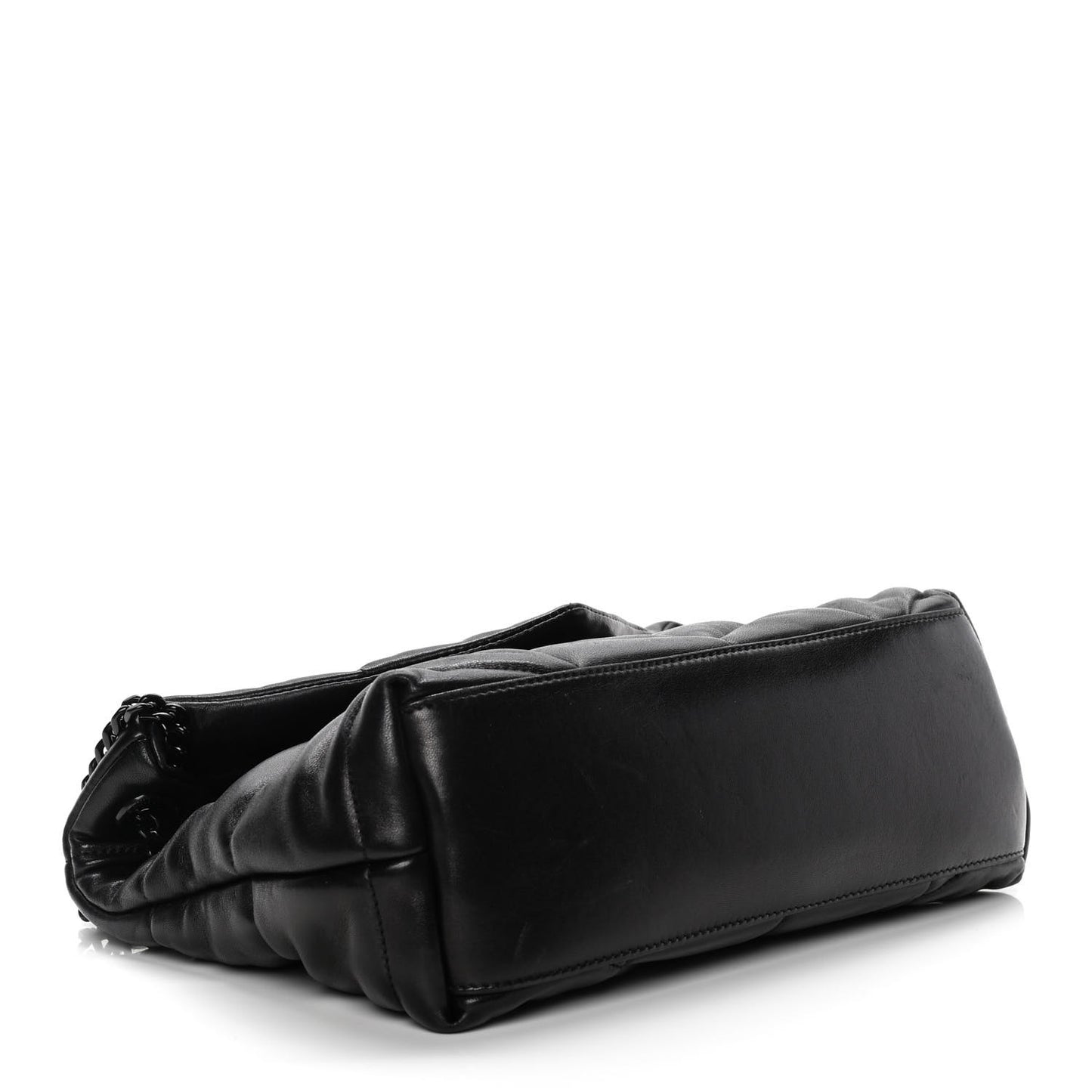 Lambskin Quilted Small Loulou Puffer Monogram Chain Satchel Black