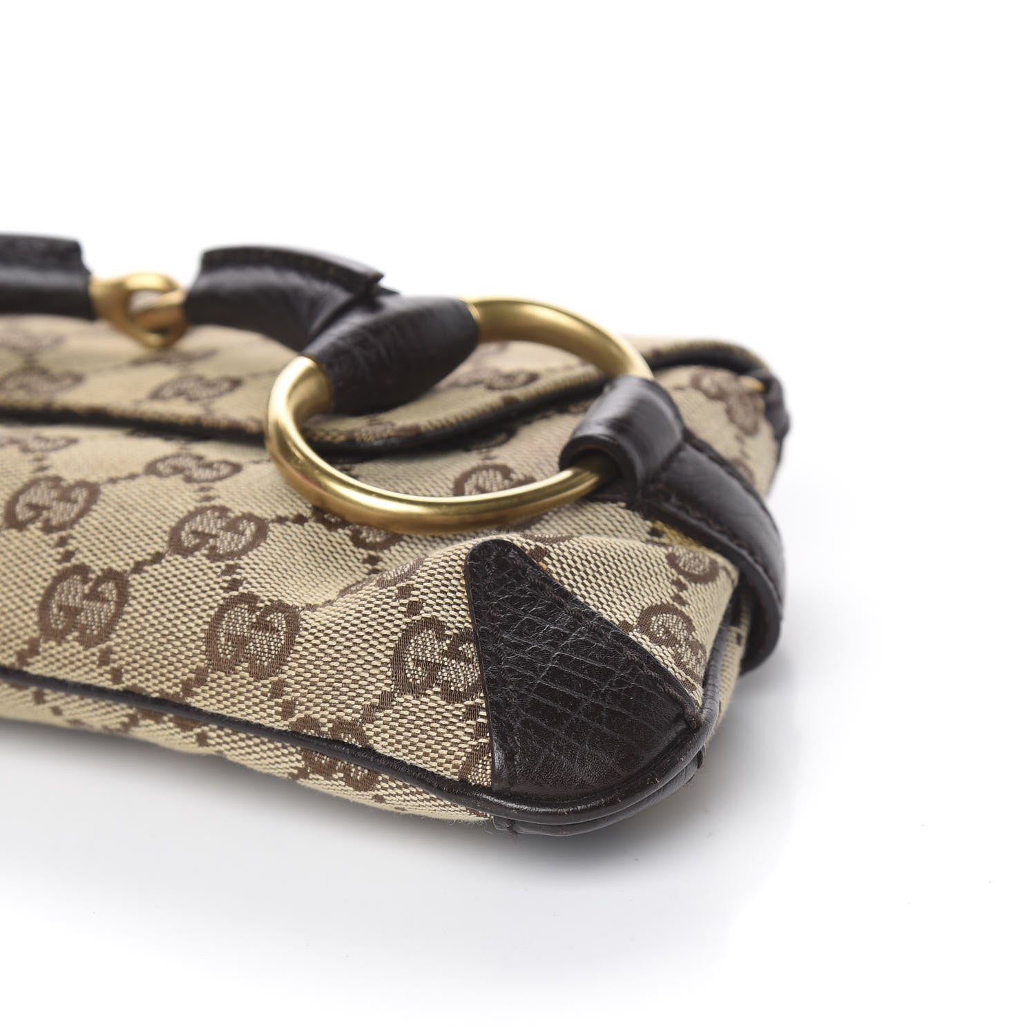 Gucci Monogram Horsebit Clutch Dark Brown 9 of 11