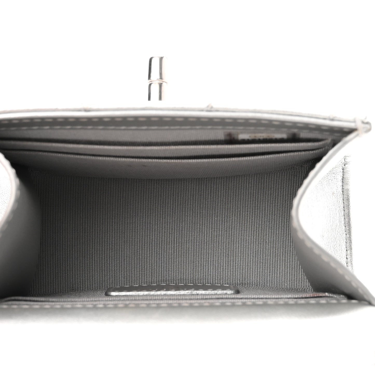 Metallic Lambskin Quilted Mini Trendy CC Clutch With Chain Silver