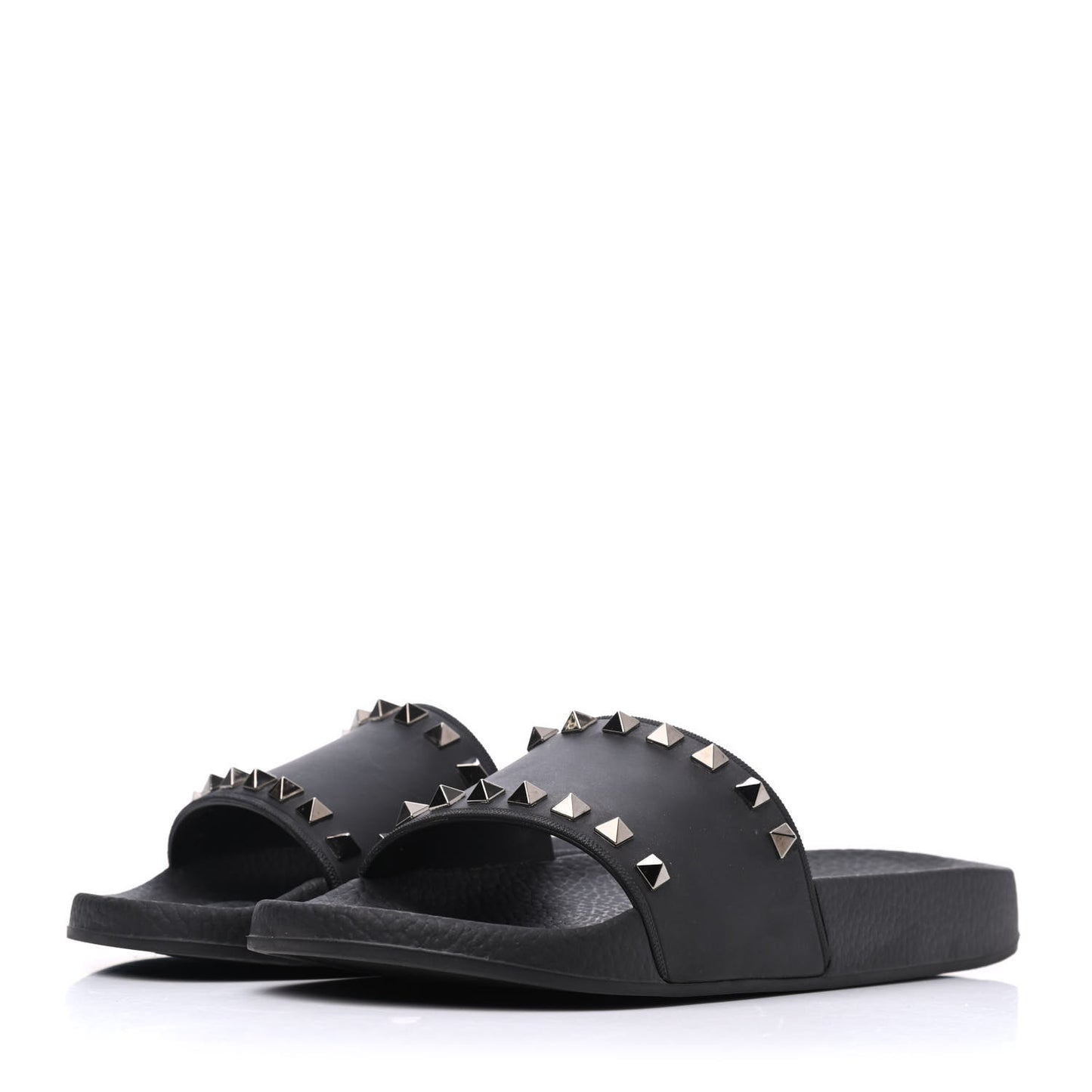 Rubber Rockstud Slide Sandals 38 Black
