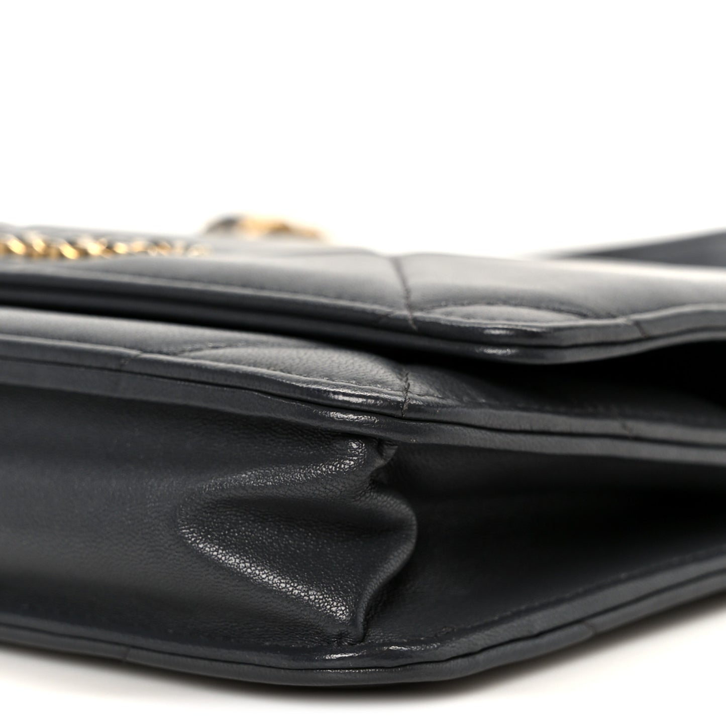 Lambskin Quilted Chanel 19 Wallet On Chain WOC Dark Grey