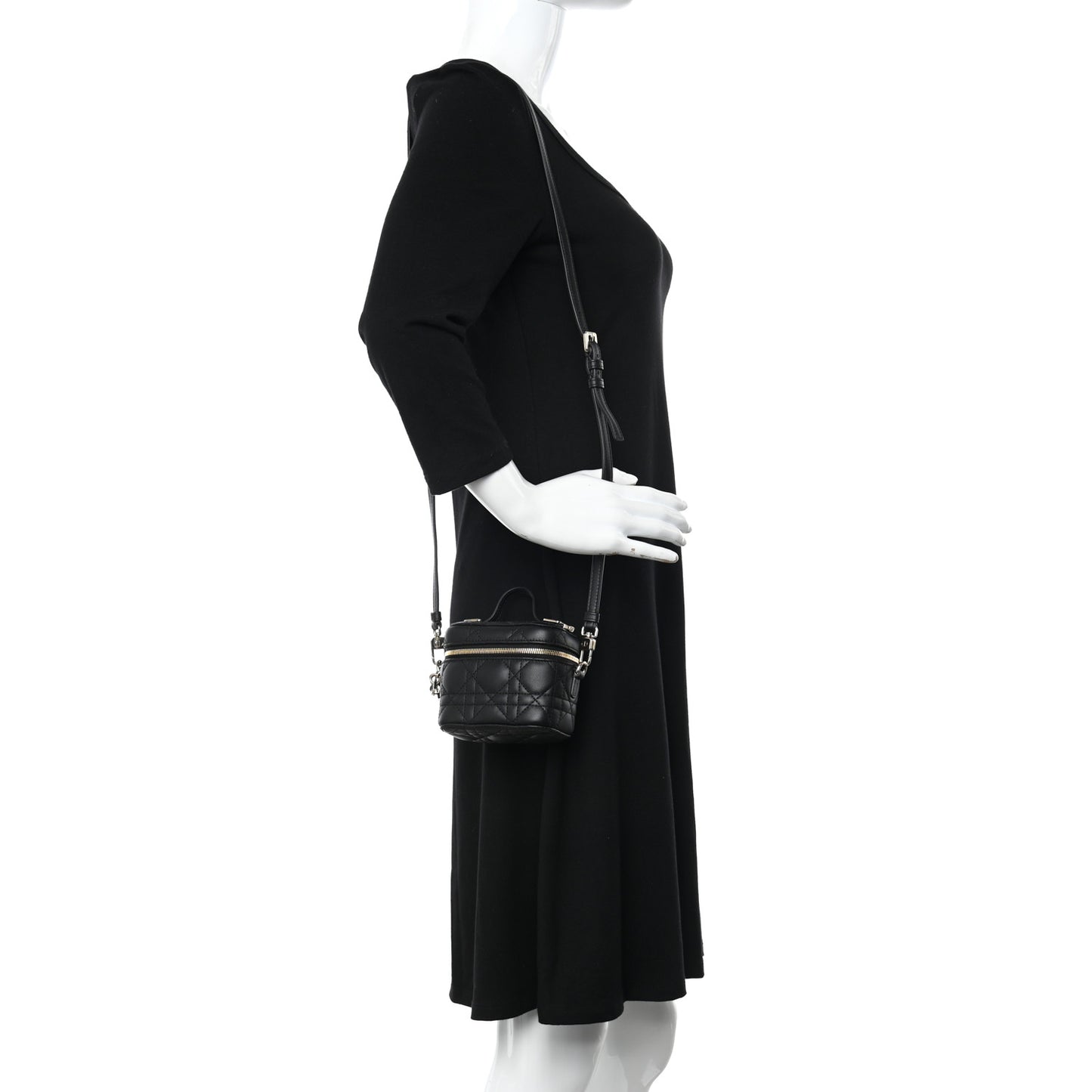 Lambskin Cannage Micro Lady Dior Vanity Case Black