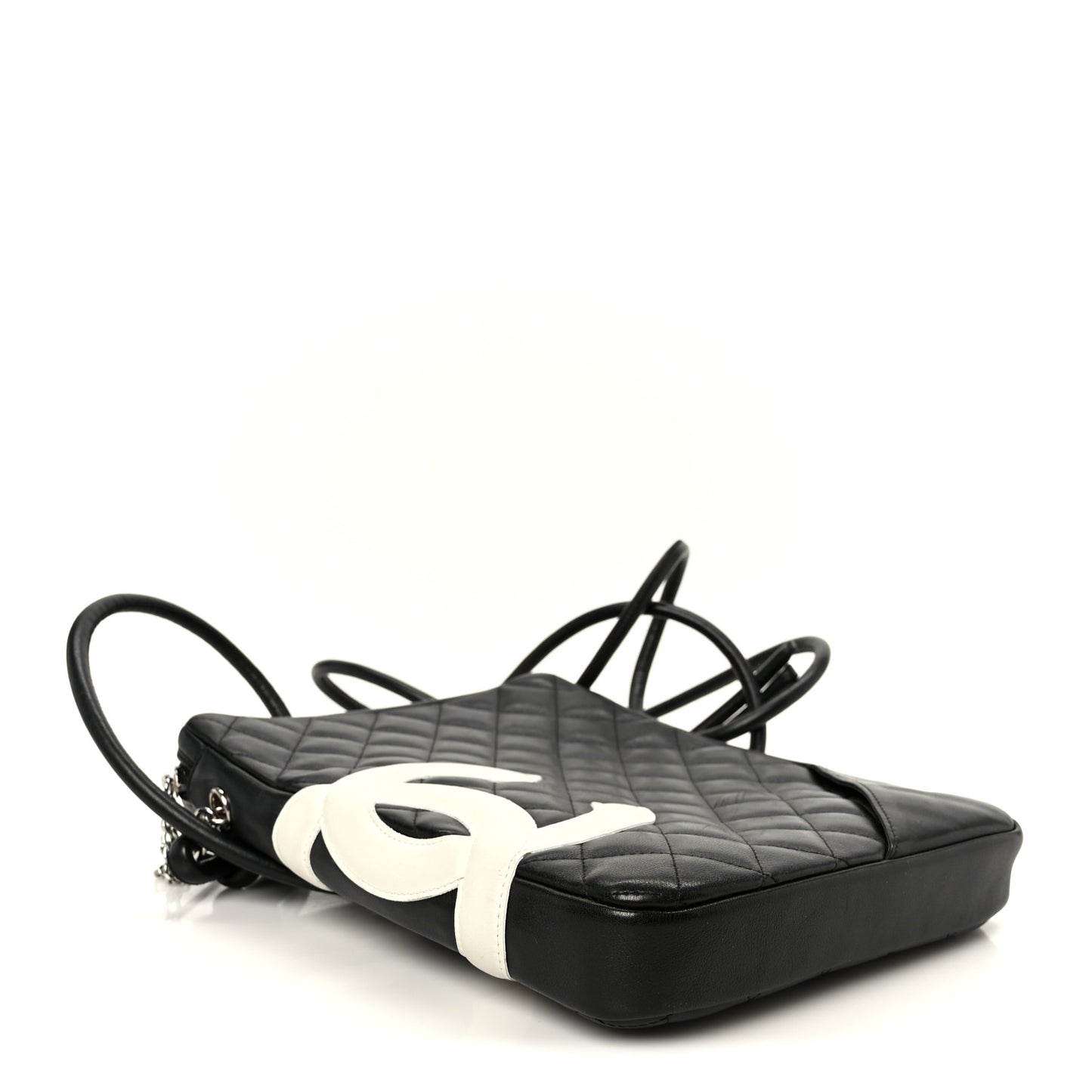Calfskin Quilted Medium Cambon Messenger Black White