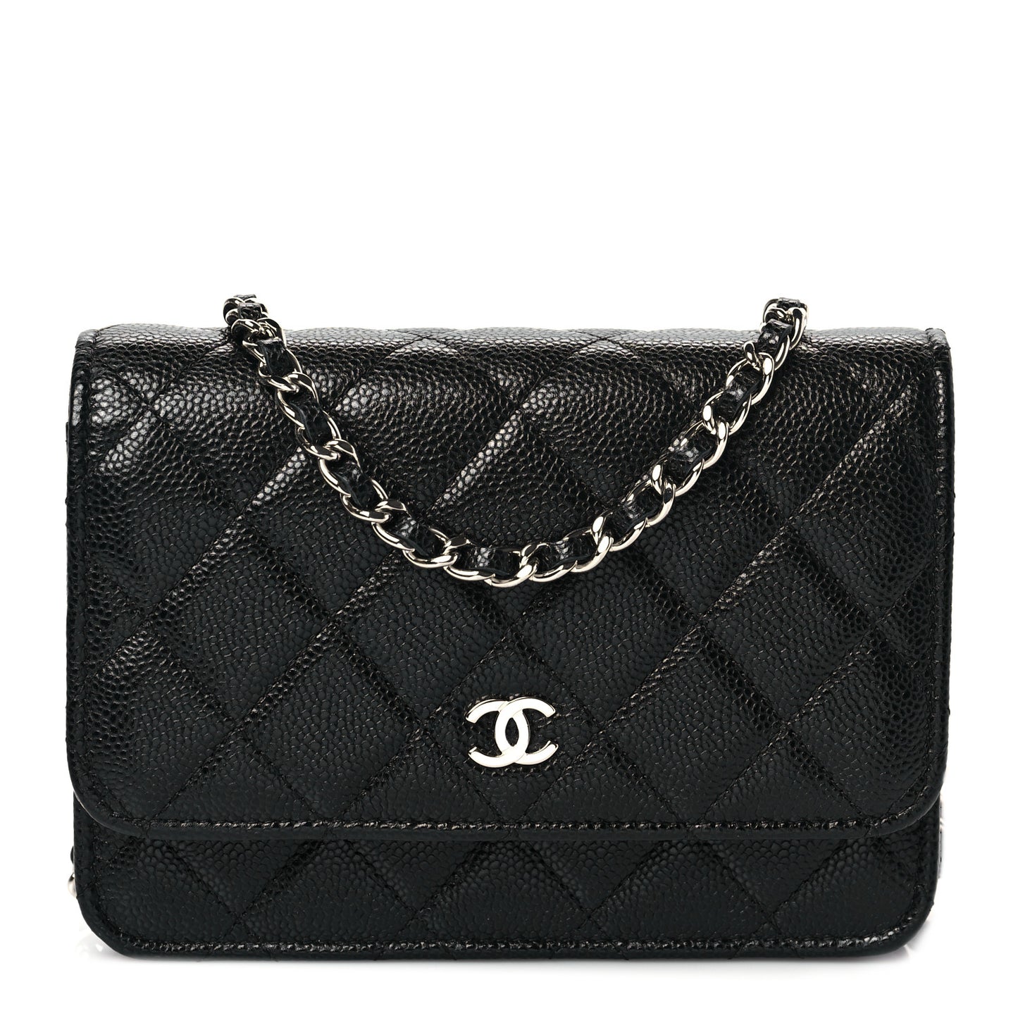 Caviar Quilted Mini Wallet On Chain WOC Black