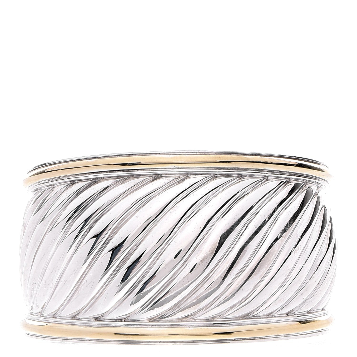 David Yurman Sterling Silver 18k Gold 41mm Sculpted Cable Cuff 1 of 4