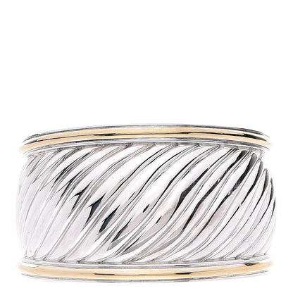 David Yurman Sterling Silver 18k Gold 41mm Sculpted Cable Cuff 1 of 4