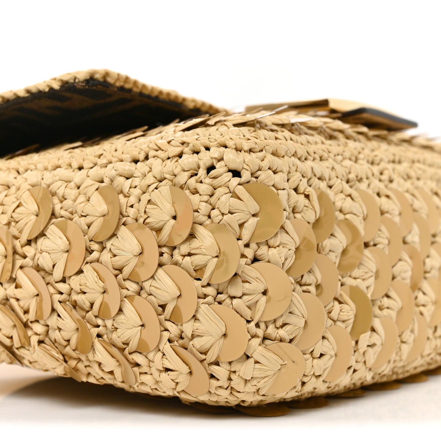 Sequin Macrame Baguette Beige Gold