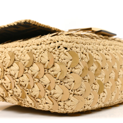 Fendi Sequin Macrame Baguette Beige Gold 10 of 11