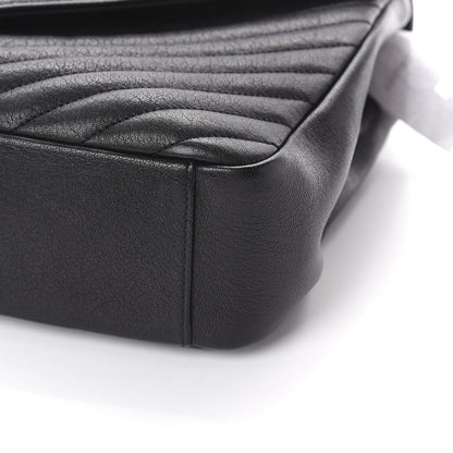 Saint Laurent Sheepskin Matelasse Chevron Monogram Large College Satchel Black 7 of 8