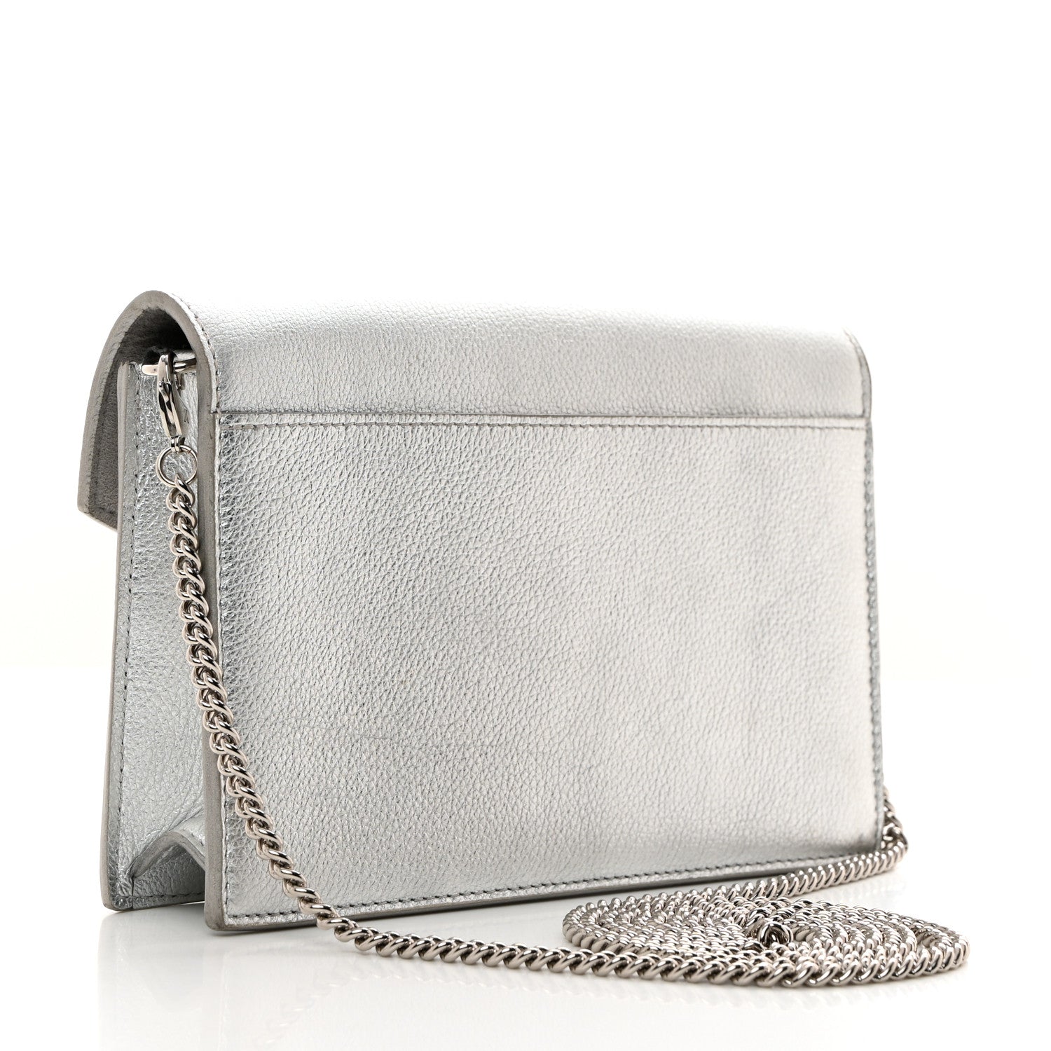 Louis Vuitton Metallic Soft Calfskin Mylockme Chain Pochette Silver 2 of 9