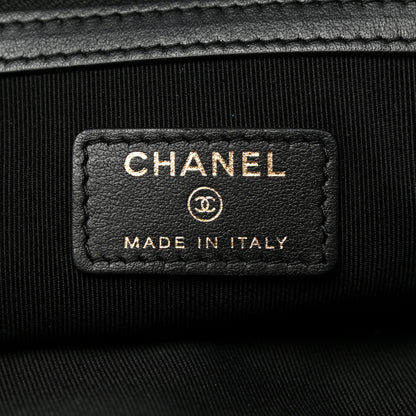 Chanel Lambskin Quilted Large Boy Zip Pouch Black 6 of 8
