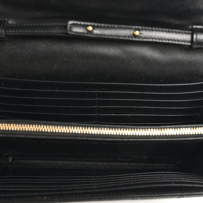 Saint Laurent Grain De Poudre Matelasse Chevron Monogram Chain Wallet Black 5 of 10