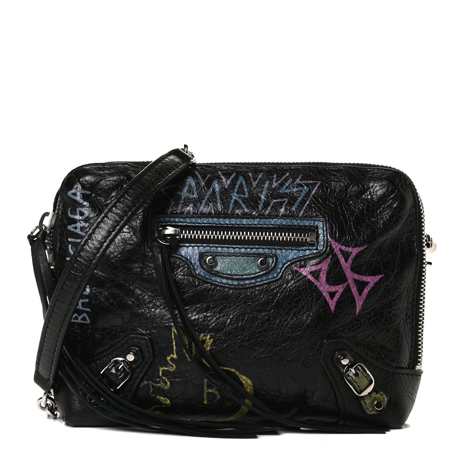 Balenciaga Agneau Classic Silver Hardware Graffiti Reporter XS Black 1 of 11