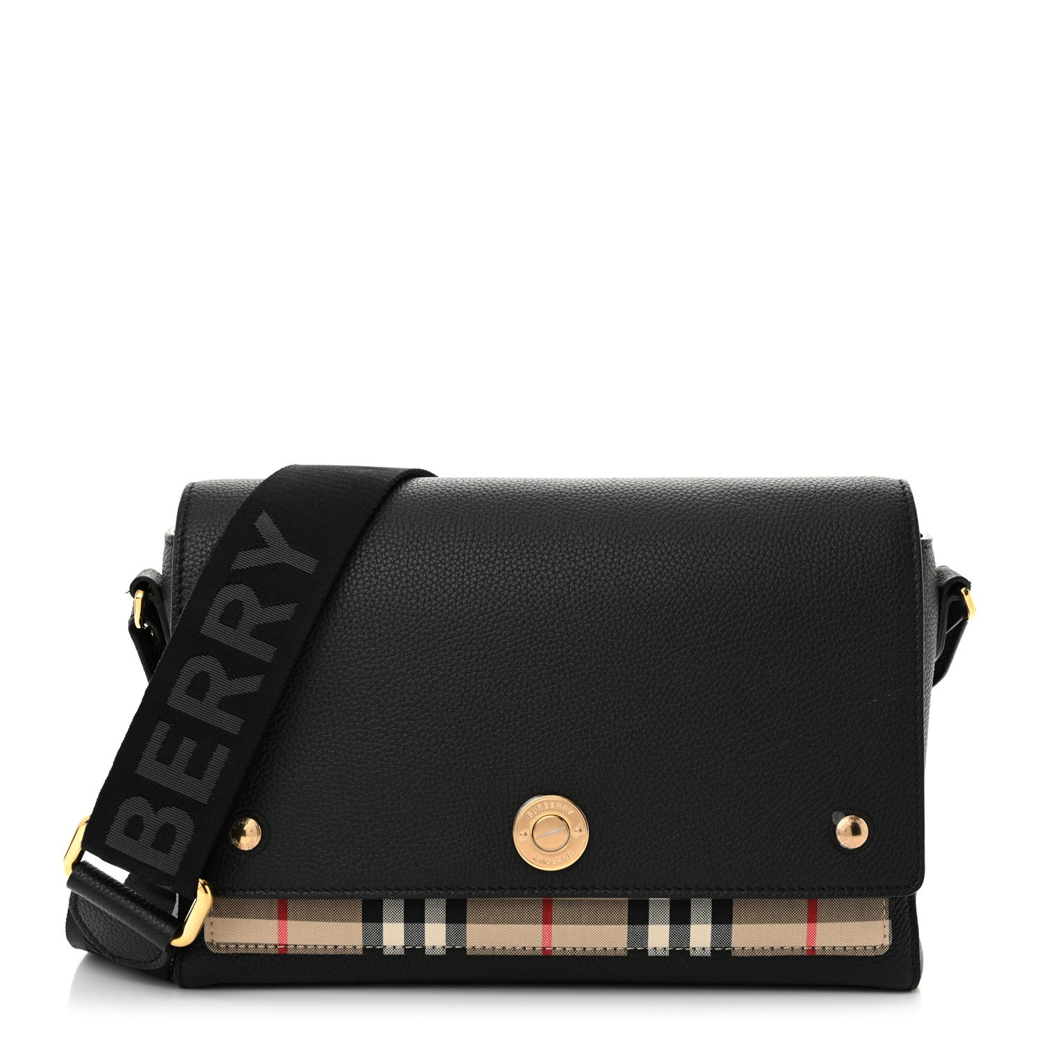 Burberry Grainy Calfskin Vintage Check Note Crossbody Bag Black 1 of 10
