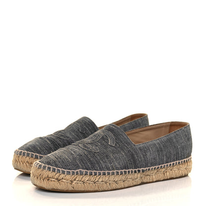 Chanel Striated Suede Espadrilles 40 Dark Grey 3 of 10
