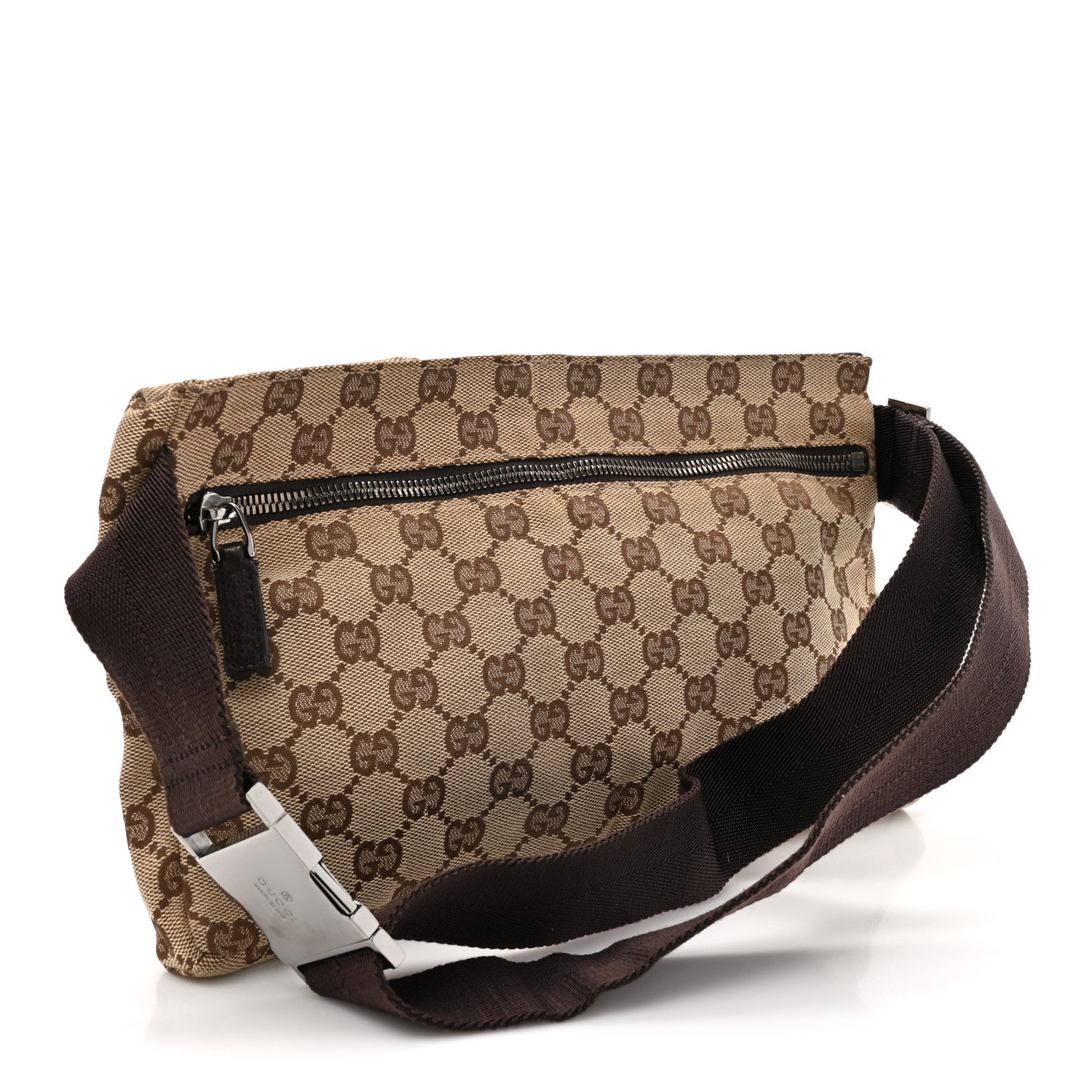 Gucci GG Monogram Double Pocket Belt Bag Dark Brown 3 of 12