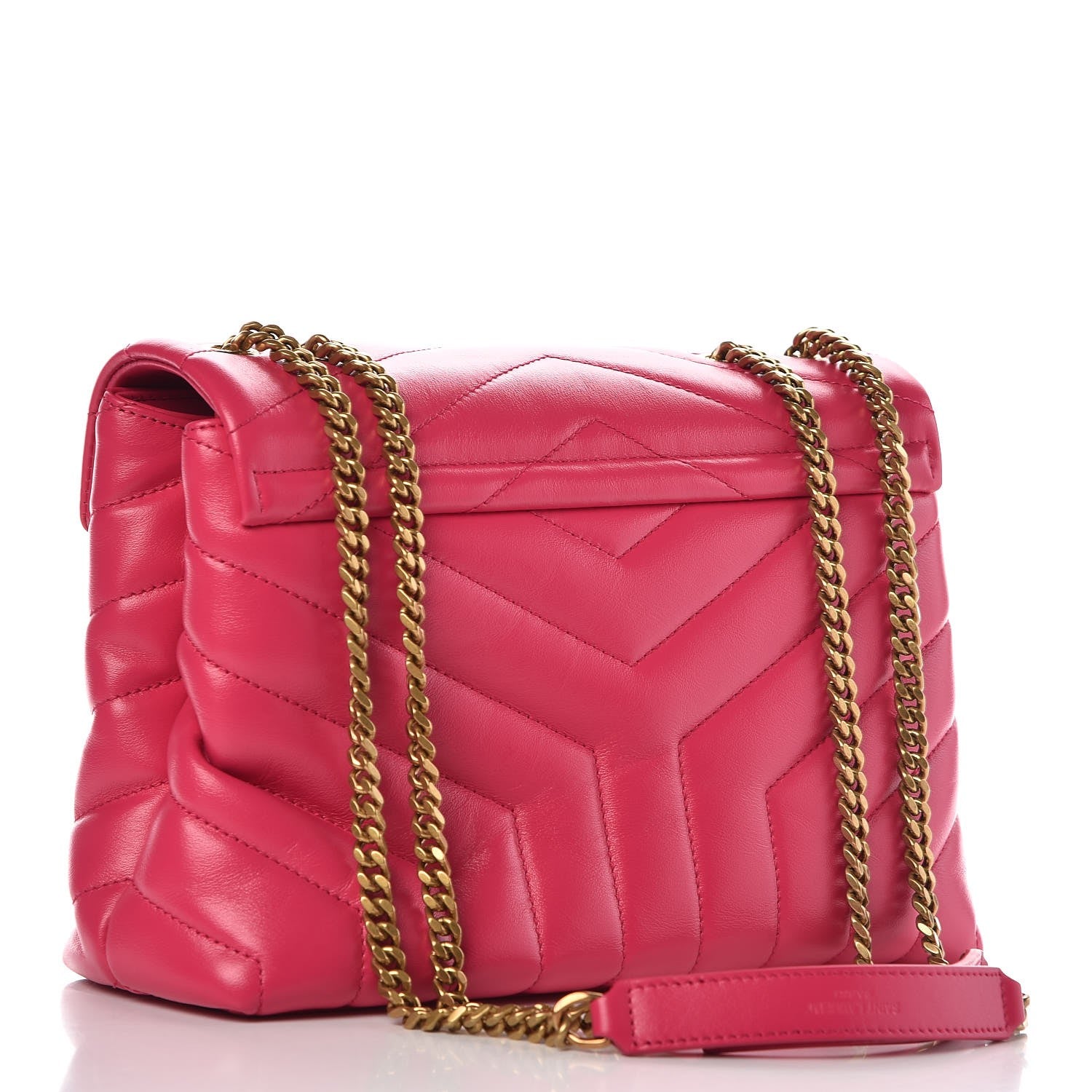 Saint Laurent Calfskin Y Quilted Monogram Small Loulou Chain Satchel Fresh Fuchsia 3 of 10