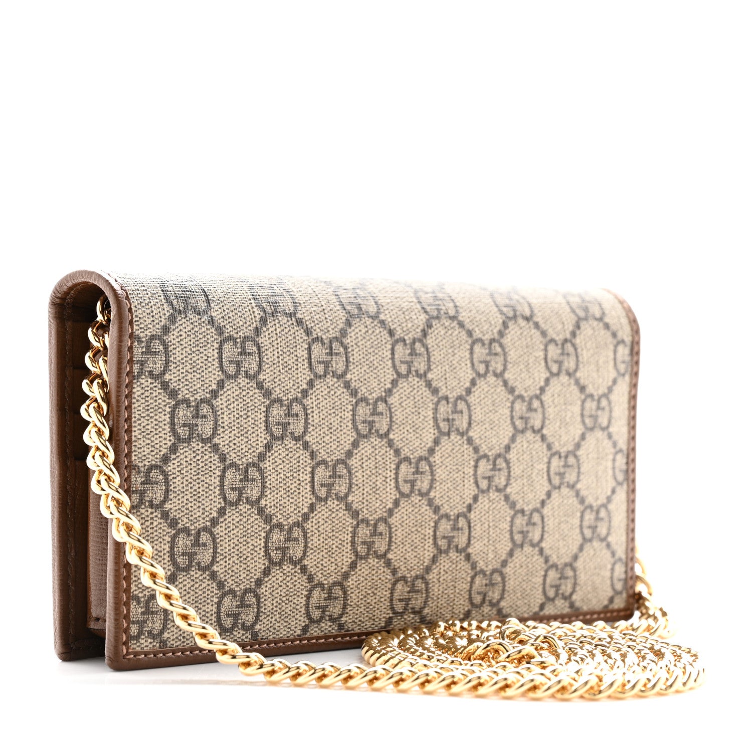 Gucci GG Supreme Monogram Azalea Calfskin Horsebit 1955 Wallet On Chain Beige Ebony Brown Sugar 3 of 10