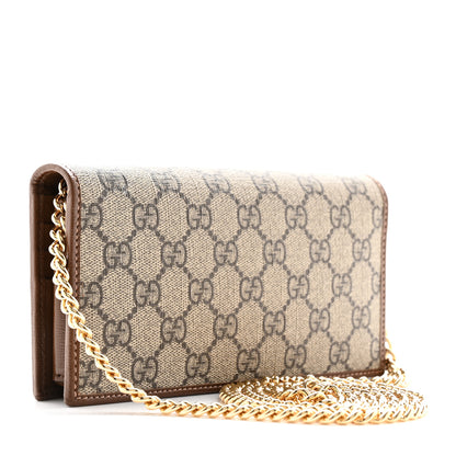 Gucci GG Supreme Monogram Azalea Calfskin Horsebit 1955 Wallet On Chain Beige Ebony Brown Sugar 3 of 10