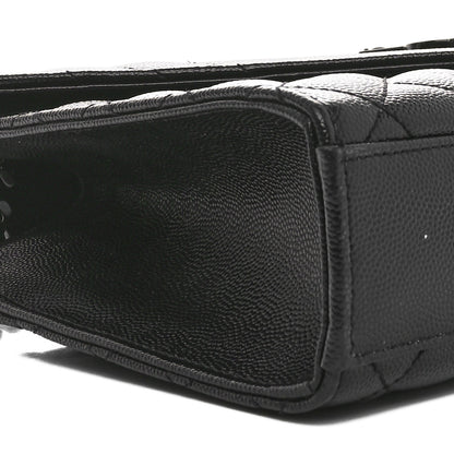 Saint Laurent Grain De Poudre Textured Mixed Matelasse Triquilt Medium Monogram Monochrome Satchel Black 8 of 9