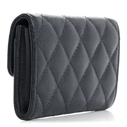 Chanel Caviar Quilted Flap Card Holder Wallet Navy Blue 3 of 9
